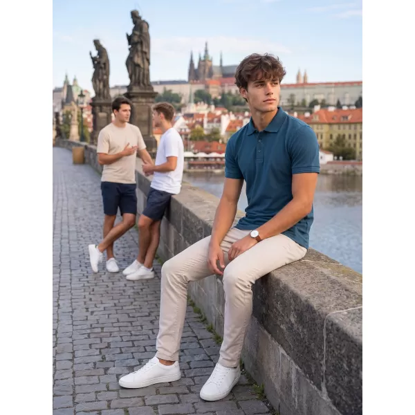  Tricou pentru bărbați cu guler ALTISPORT NoPrint NP/ALM302 ALBASTRU MARIN 
