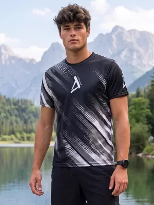 Tricou funcțional premium pentru bărbați ALTISPORT VOJ/ALM028TR01 ALB-NEGRU