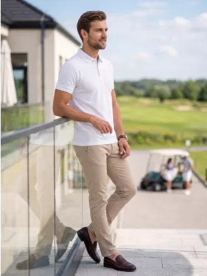 Tricou pentru bărbați cu guler ALTISPORT NoPrint NP/ALM302 ALB
