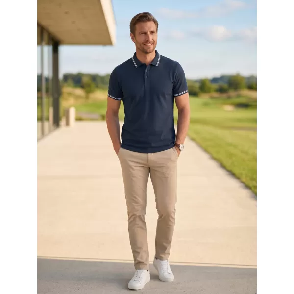  Tricou pentru bărbați cu guler ALTISPORT NoPrint NP/ALM912 ALBASTRU MARIN 