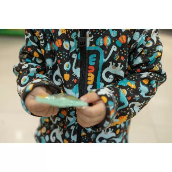  Hanorac fleece pentru copii WAMU DINOSAUŘI MARO-NEGRU 