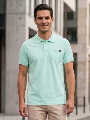 Tricou pentru bărbați cu guler SAM 73 JULIÁN MT 834 MENTĂ