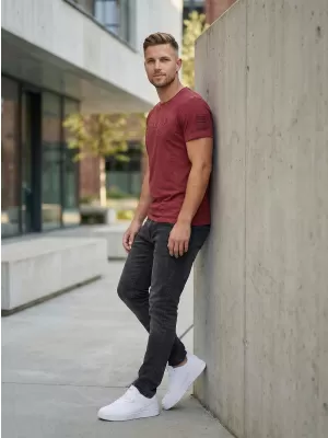 Tricou pentru bărbați KIXMI SALEM BURGUNDIA