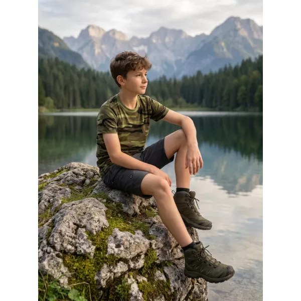  Tricou pentru copii ALTISPORT NoPrint NP/ALK941 VERDE DE CAMUFLAJ 
