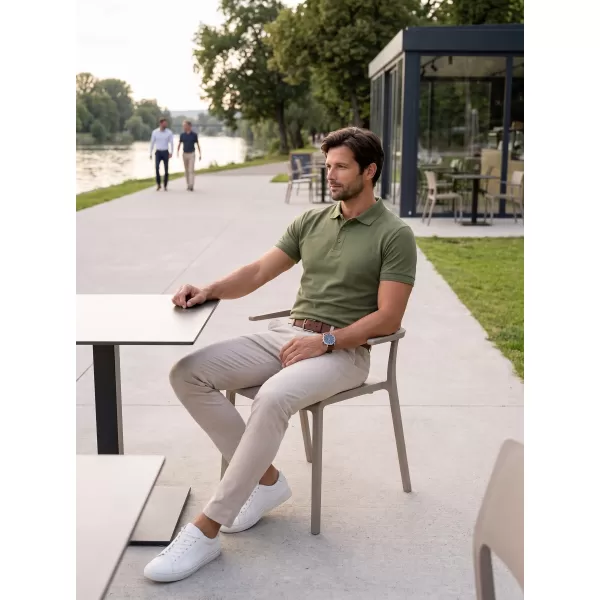  Tricou pentru bărbați cu guler ALTISPORT NoPrint NP/ALM302 KAKI 
