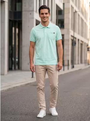Tricou pentru bărbați cu guler SAM 73 JULIÁN MT 834 MENTĂ