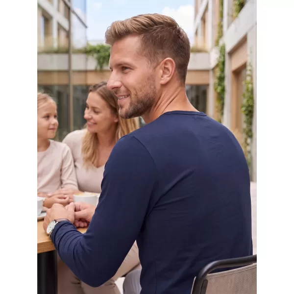  Tricou pentru bărbați cu mâneci lungi ALTISPORT NoPrint NP/ALM911 ALBASTRU MARIN 