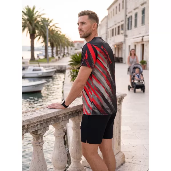  Tricou funcțional premium pentru bărbați ALTISPORT VOJ/ALM028TR01 NEGRU ȘI ROȘU 