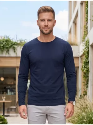 Tricou pentru bărbați cu mâneci lungi ALTISPORT NoPrint NP/ALM911 ALBASTRU MARIN