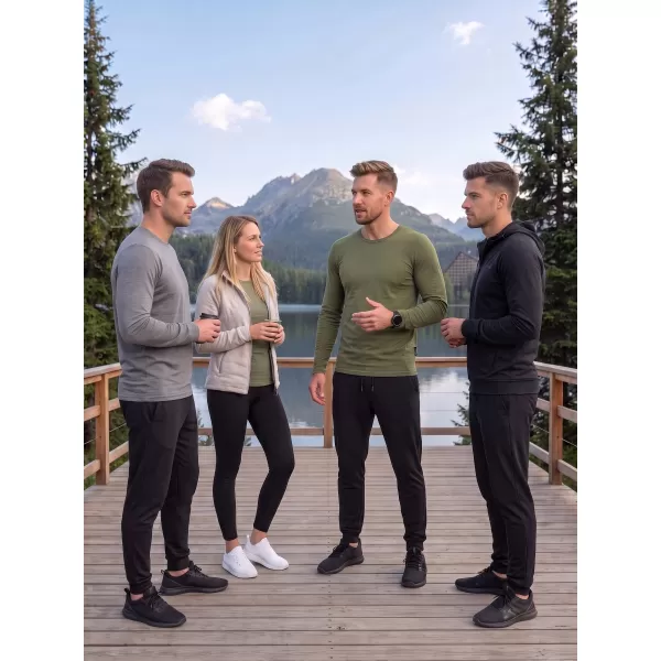  Tricou pentru bărbați cu mâneci lungi ALTISPORT NoPrint NP/ALM911 KAKI 