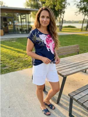 Tricou pentru femei KIXMI SAKURA ALBASTRU INCHIS