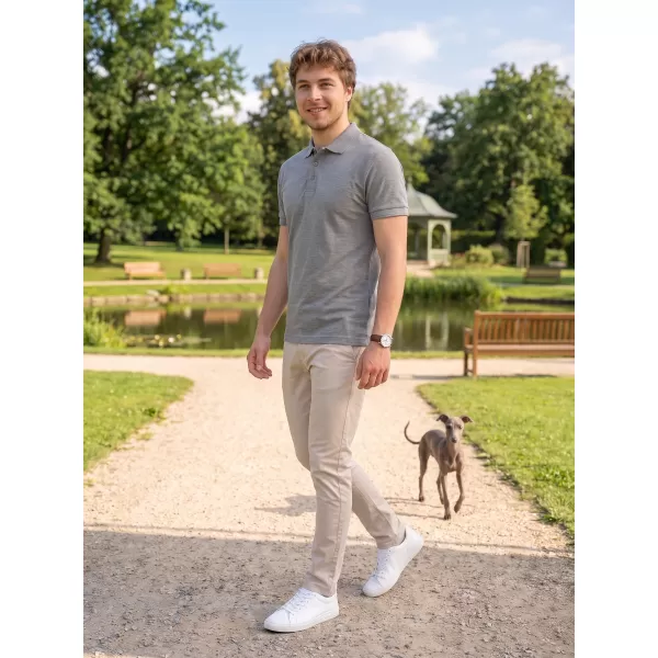  Tricou pentru bărbați cu guler ALTISPORT NoPrint NP/ALM302 EVIDENȚIERI GRI ÎNCHIS 