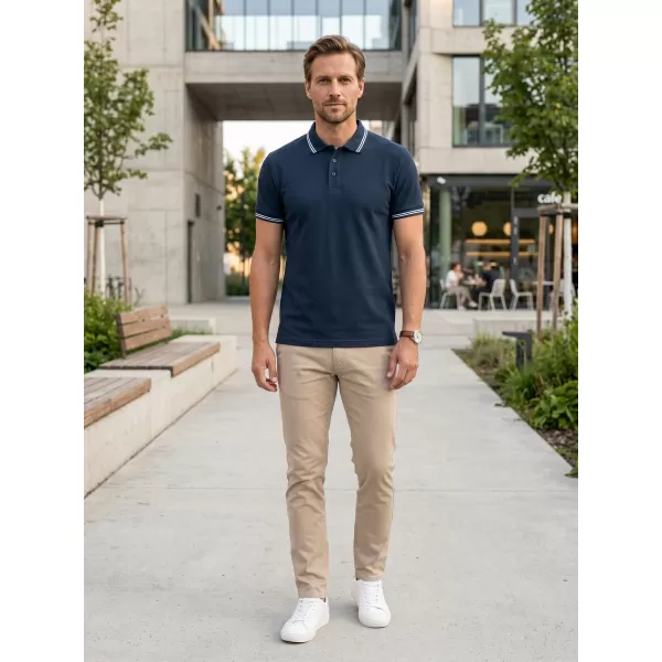  Tricou pentru bărbați cu guler ALTISPORT NoPrint NP/ALM912 ALBASTRU MARIN 