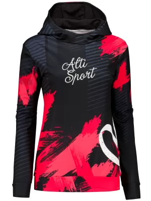 Hanorac funcțional premium pentru femei ALTISPORT VOJ/ALW027MI01 NEGRU/ROSU