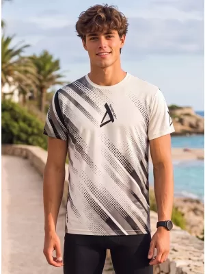 Tricou funcțional premium pentru bărbați ALTISPORT VOJ/ALM028TR01 ALB-NEGRU