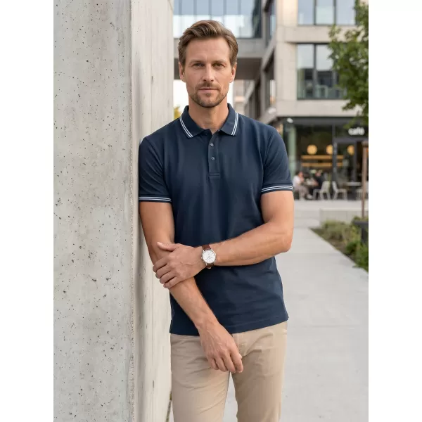  Tricou pentru bărbați cu guler ALTISPORT NoPrint NP/ALM912 ALBASTRU MARIN 