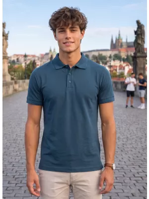 Tricou pentru bărbați cu guler ALTISPORT NoPrint NP/ALM302 ALBASTRU MARIN