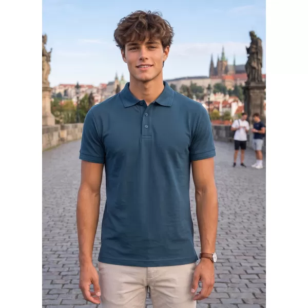  Tricou pentru bărbați cu guler ALTISPORT NoPrint NP/ALM302 ALBASTRU MARIN 