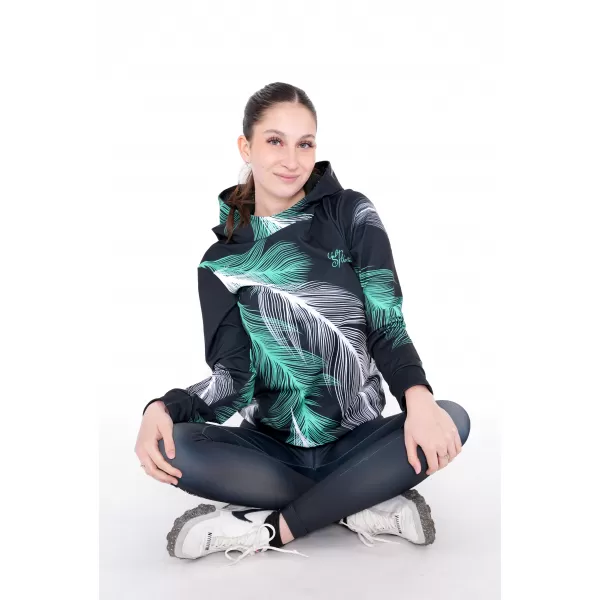  Hanorac funcțional premium pentru femei ALTISPORT VOJ/ALW001MI01 NEGRU/TURCOAZ 