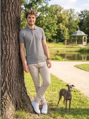 Tricou pentru bărbați cu guler ALTISPORT NoPrint NP/ALM302 EVIDENȚIERI GRI ÎNCHIS