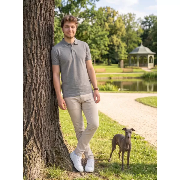  Tricou pentru bărbați cu guler ALTISPORT NoPrint NP/ALM302 EVIDENȚIERI GRI ÎNCHIS 
