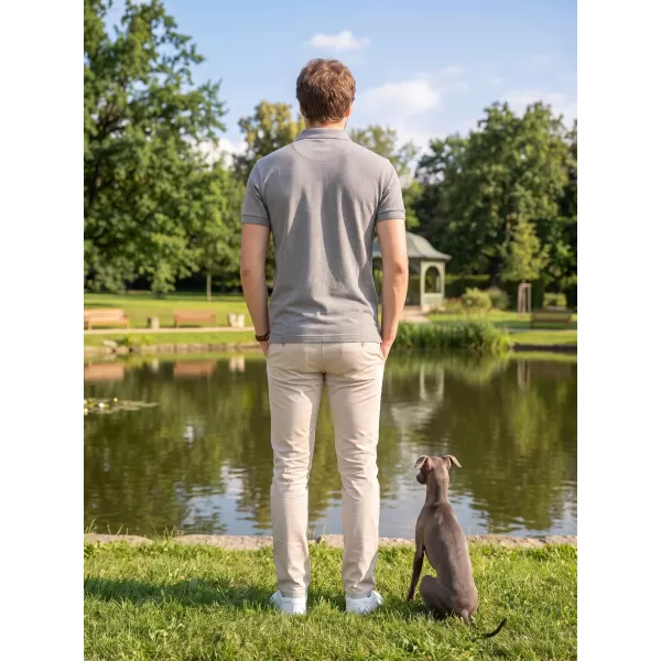  Tricou pentru bărbați cu guler ALTISPORT NoPrint NP/ALM302 EVIDENȚIERI GRI ÎNCHIS 