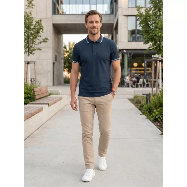  Tricou pentru bărbați cu guler ALTISPORT NoPrint NP/ALM912 ALBASTRU MARIN 