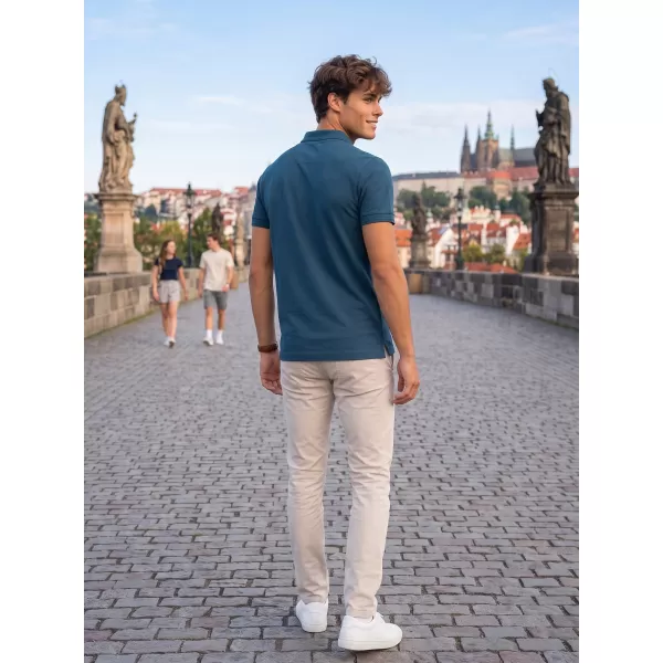  Tricou pentru bărbați cu guler ALTISPORT NoPrint NP/ALM302 ALBASTRU MARIN 