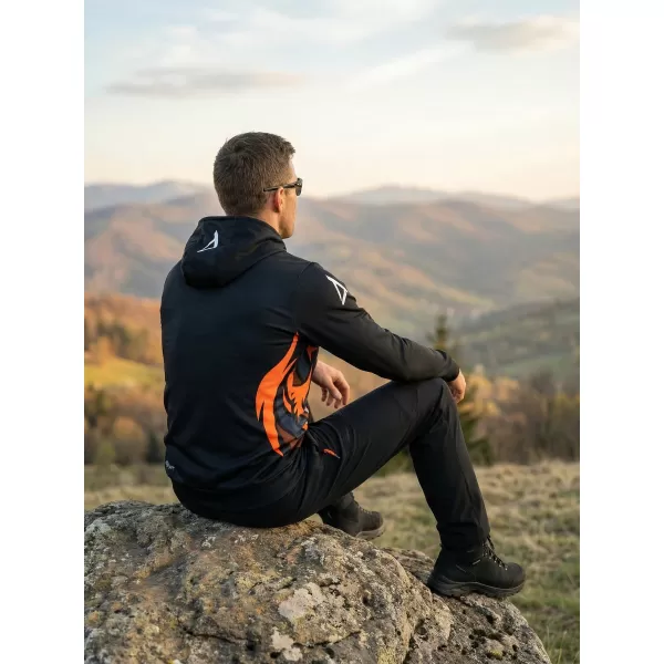  Hanorac funcțional premium pentru bărbați ALTISPORT VOJ/ALM029MI01 NEGRU-PORTOCALIU 