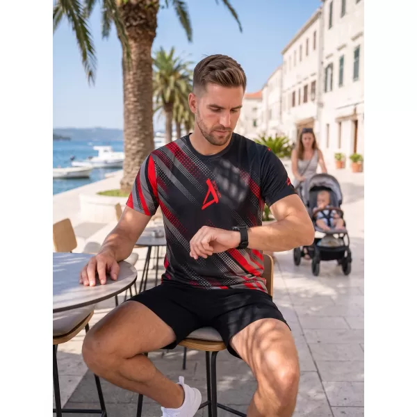  Tricou funcțional premium pentru bărbați ALTISPORT VOJ/ALM028TR01 NEGRU ȘI ROȘU 