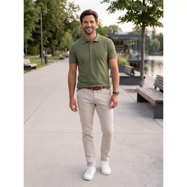  Tricou pentru bărbați cu guler ALTISPORT NoPrint NP/ALM302 KAKI 