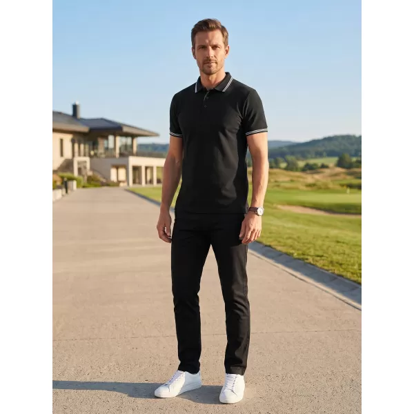  Tricou pentru bărbați cu guler ALTISPORT NoPrint NP/ALM912 NEGRU 