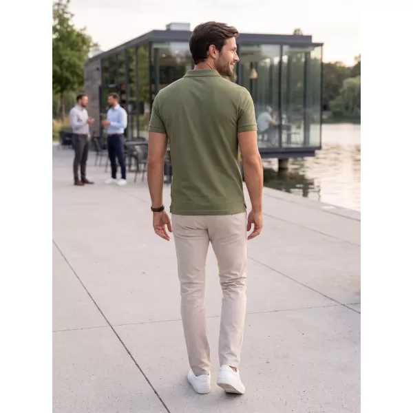  Tricou pentru bărbați cu guler ALTISPORT NoPrint NP/ALM302 KAKI 