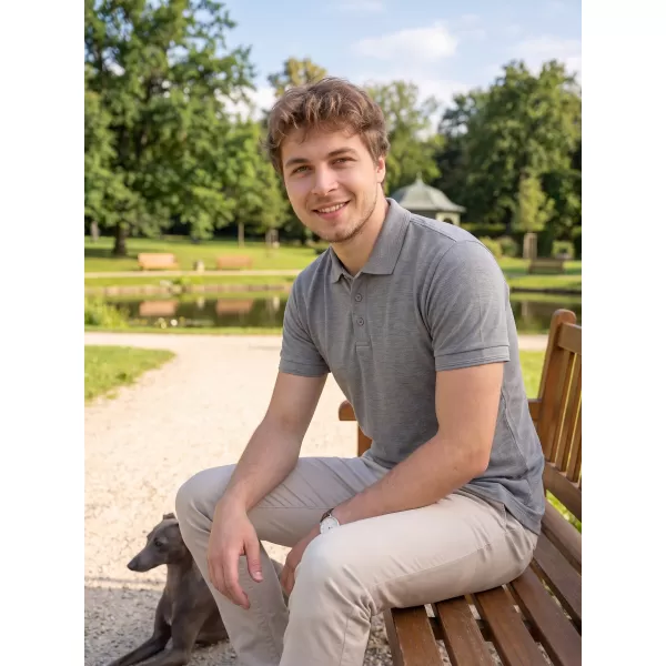  Tricou pentru bărbați cu guler ALTISPORT NoPrint NP/ALM302 EVIDENȚIERI GRI ÎNCHIS 
