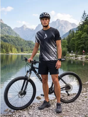 Tricou funcțional premium pentru bărbați ALTISPORT VOJ/ALM028TR01 ALB-NEGRU