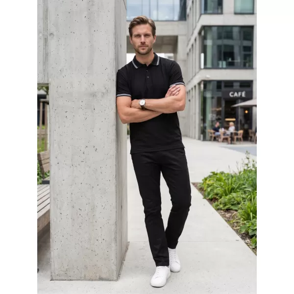  Tricou pentru bărbați cu guler ALTISPORT NoPrint NP/ALM912 NEGRU 