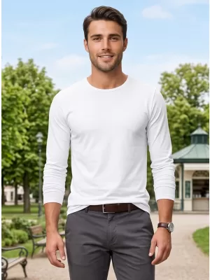 Tricou pentru bărbați cu mâneci lungi ALTISPORT NoPrint NP/ALM911 ALB