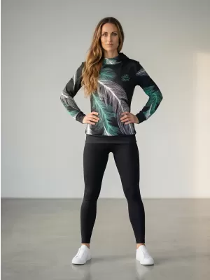 Hanorac funcțional premium pentru femei ALTISPORT VOJ/ALW001MI01 NEGRU/TURCOAZ