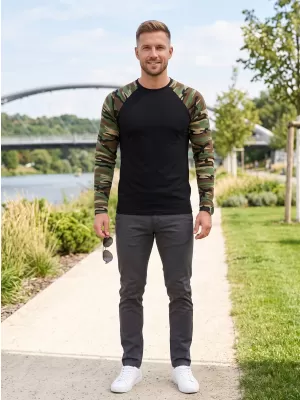 Tricou pentru bărbați cu mâneci lungi ALTISPORT NoPrint NP/ALM661 MARO DE CAMUFLAJ