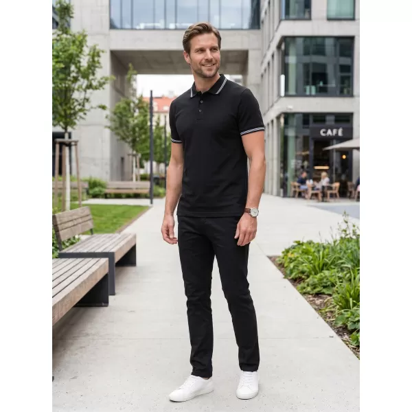  Tricou pentru bărbați cu guler ALTISPORT NoPrint NP/ALM912 NEGRU 