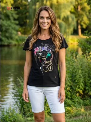 Tricou pentru femei KIXMI SINDY NEGRU