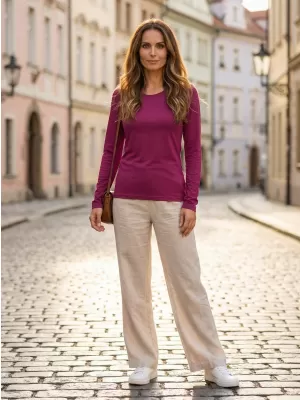 Tricou de damă cu mâneci lungi ALTISPORT NoPrint NP/ALW931 FUCSIE