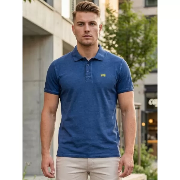  Tricou pentru bărbați KIXMI SPENCER ALBASTRU ÎNCHIS/VERDE 