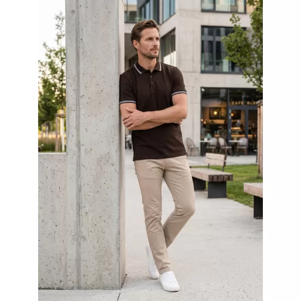  Tricou pentru bărbați cu guler ALTISPORT NP/ALM921 CAFEA 