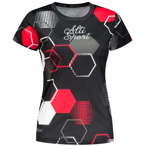  Tricou funcțional premium pentru femei ALTISPORT VOJ/ALW037TR01 NEGRU ȘI ROȘU 
