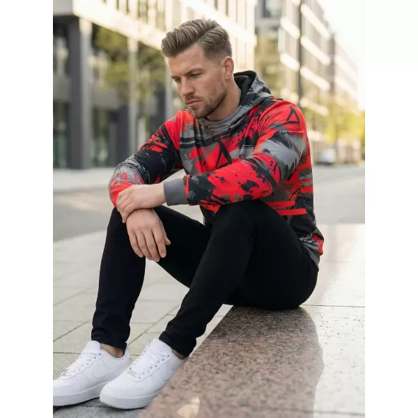  Hanorac premium pentru bărbați ALTISPORT VOJ/ALM014MI01 NEGRU ȘI ROȘU 