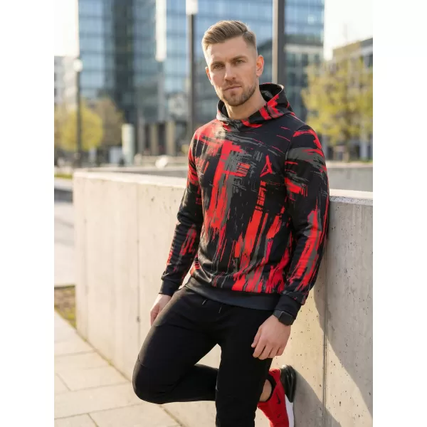  Hanorac premium pentru bărbați ALTISPORT VOJ/ALM010MI01 NEGRU ȘI ROȘU 