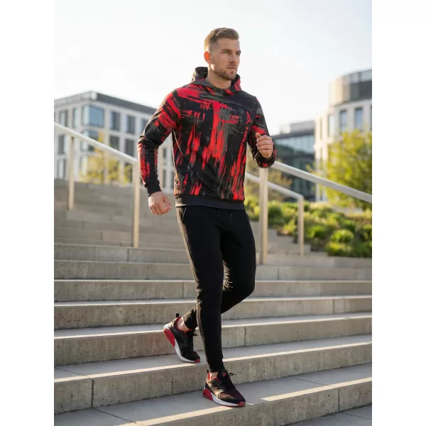  Hanorac premium pentru bărbați ALTISPORT VOJ/ALM010MI01 NEGRU ȘI ROȘU 
