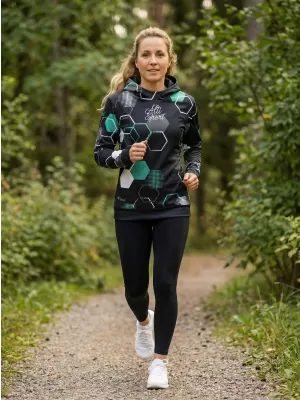 Hanorac funcțional premium pentru femei ALTISPORT VOJ/ALW037MI01 NEGRU/TURCOAZ