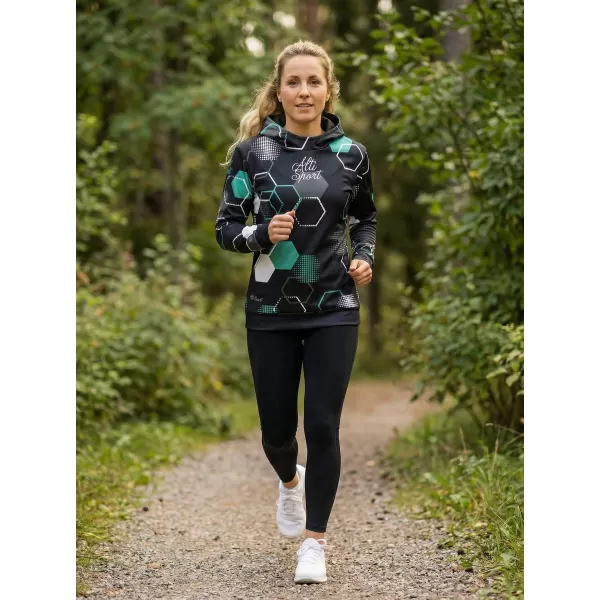  Hanorac funcțional premium pentru femei ALTISPORT VOJ/ALW037MI01 NEGRU/TURCOAZ 